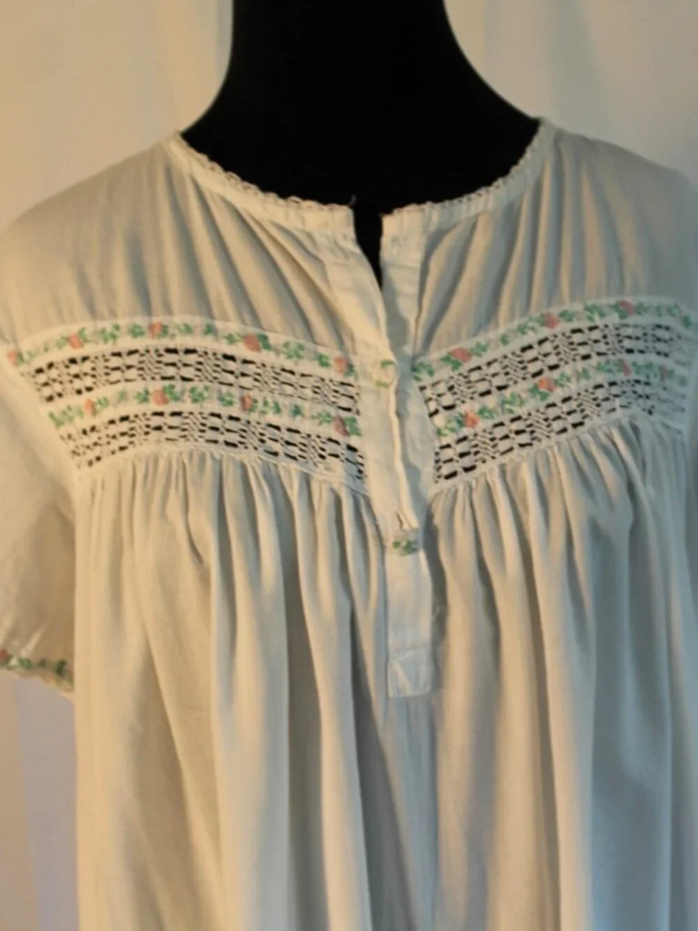Erika Taylor Country Cottons White Maxi Nightgown Small